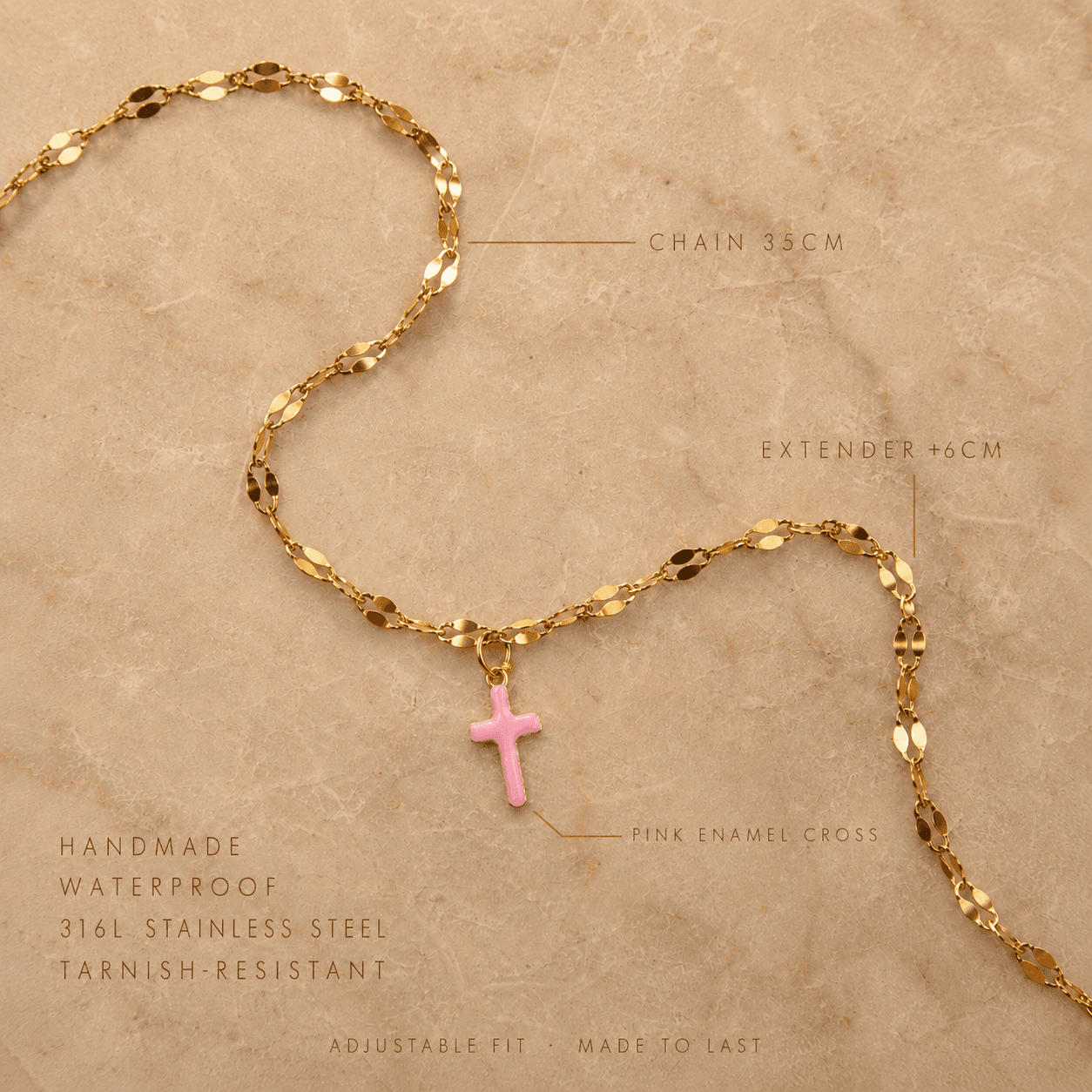 Pink Cross Choker Necklace