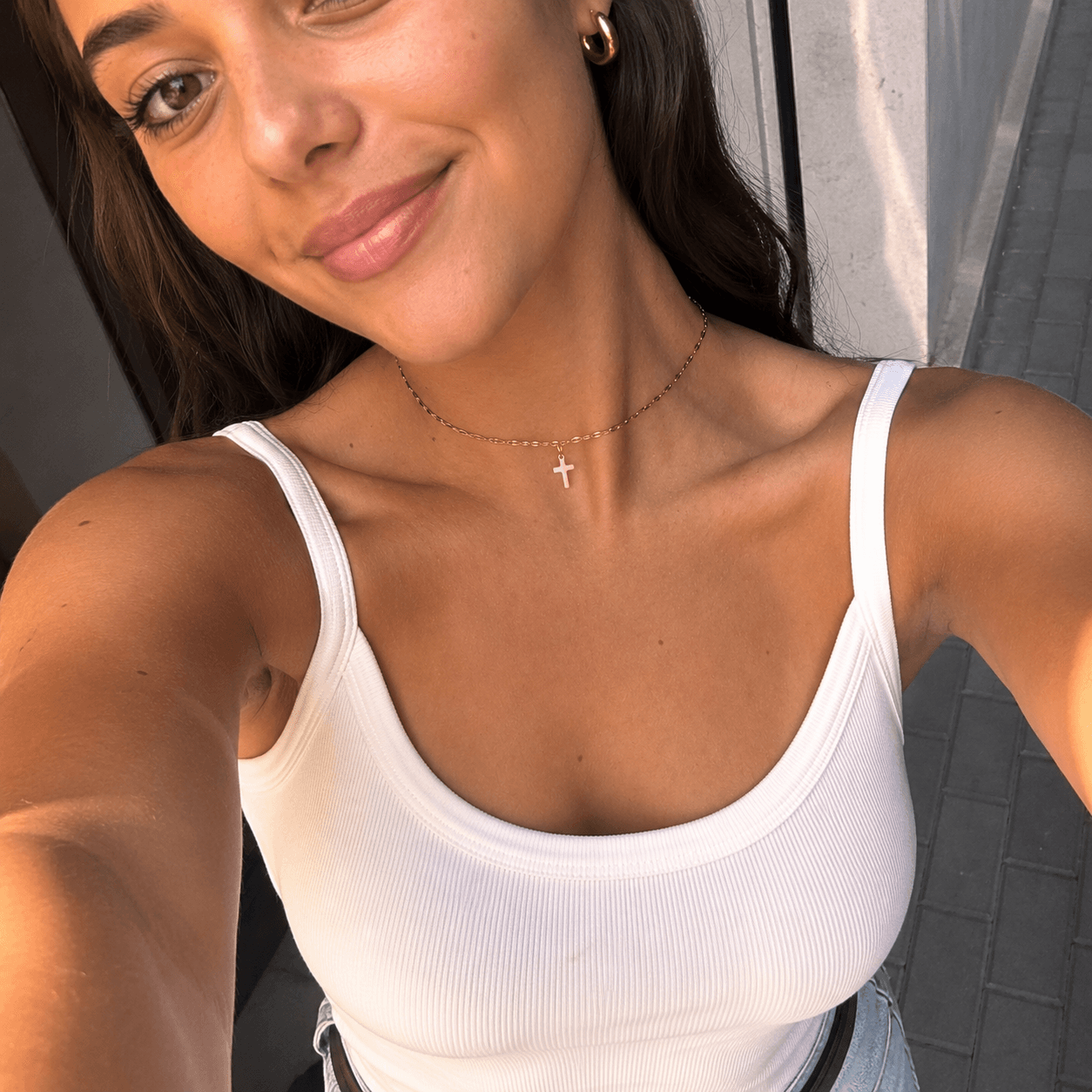 Pink Cross Choker Necklace