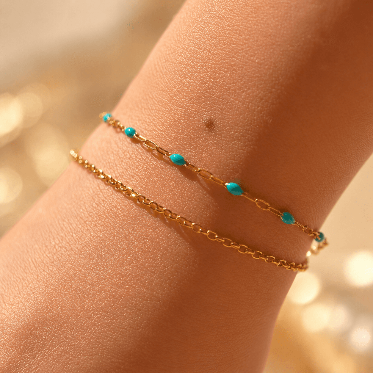 Layered Turquoise Bead Bracelet