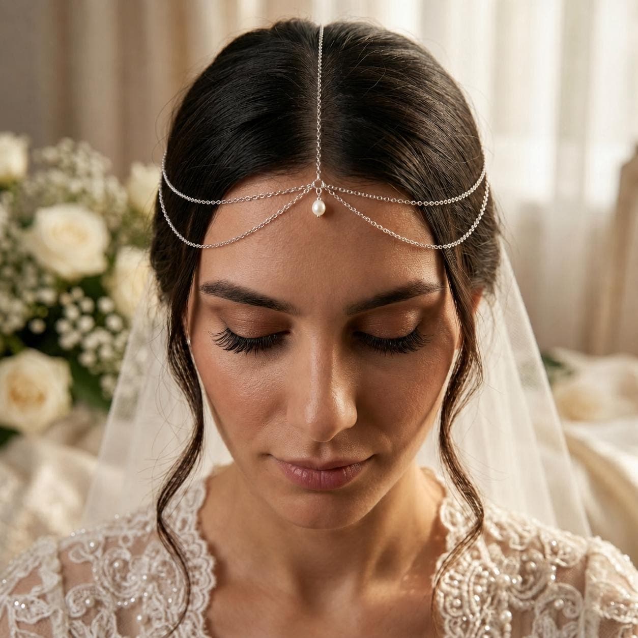 Pearl Bridal Head Chain