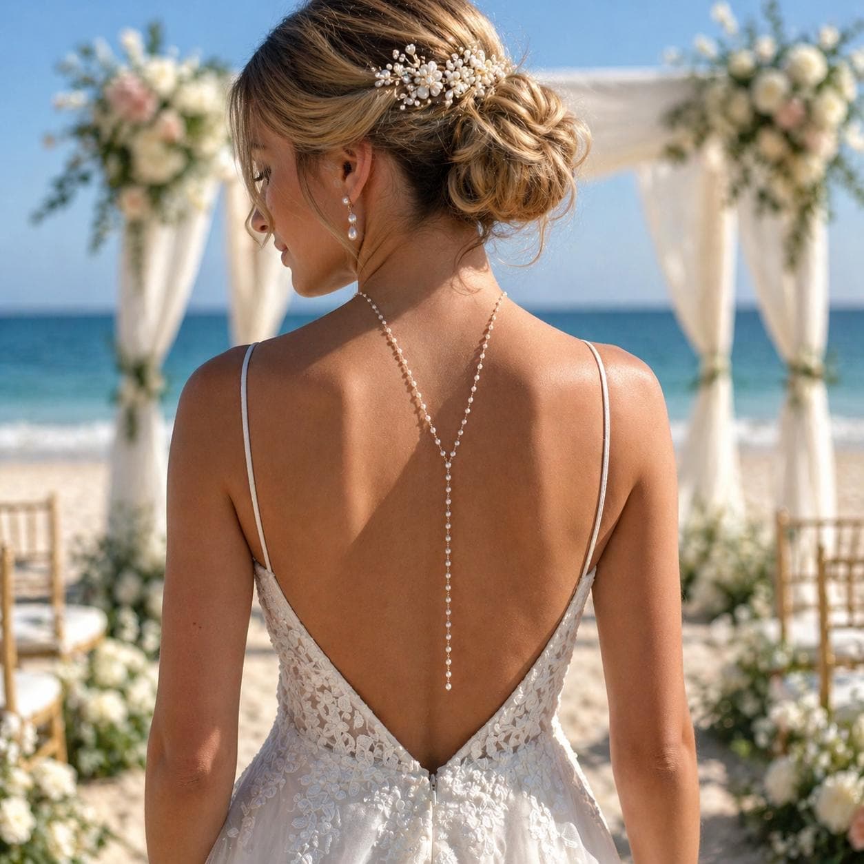Pearl Lariat Back Necklace