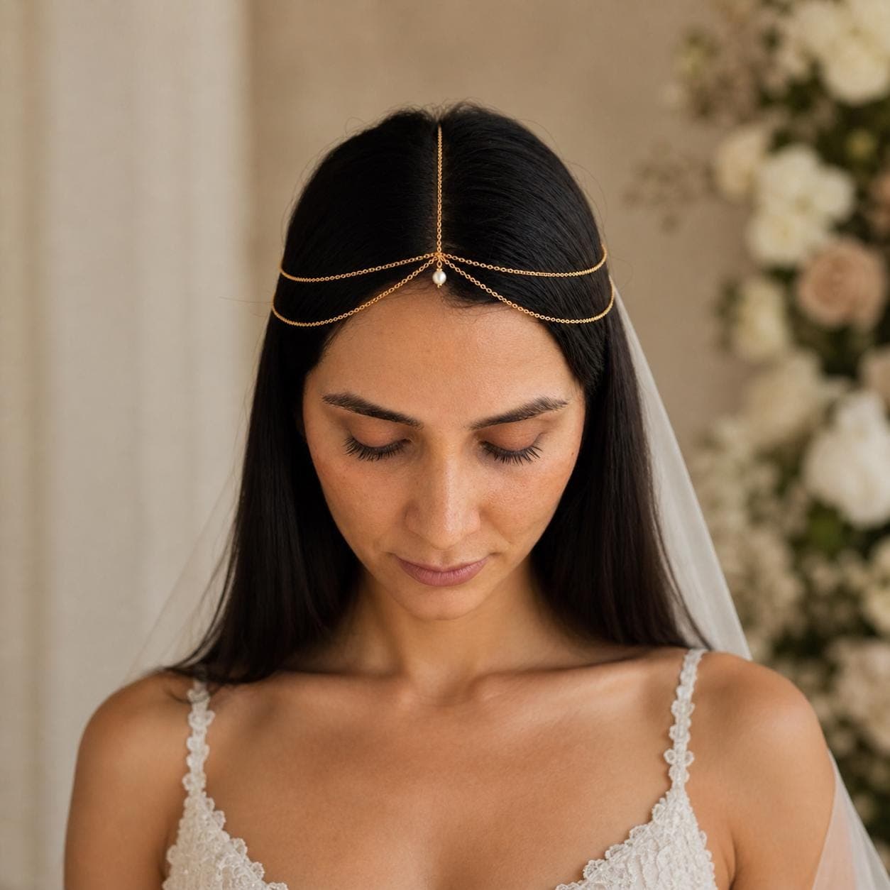 Pearl Bridal Head Chain