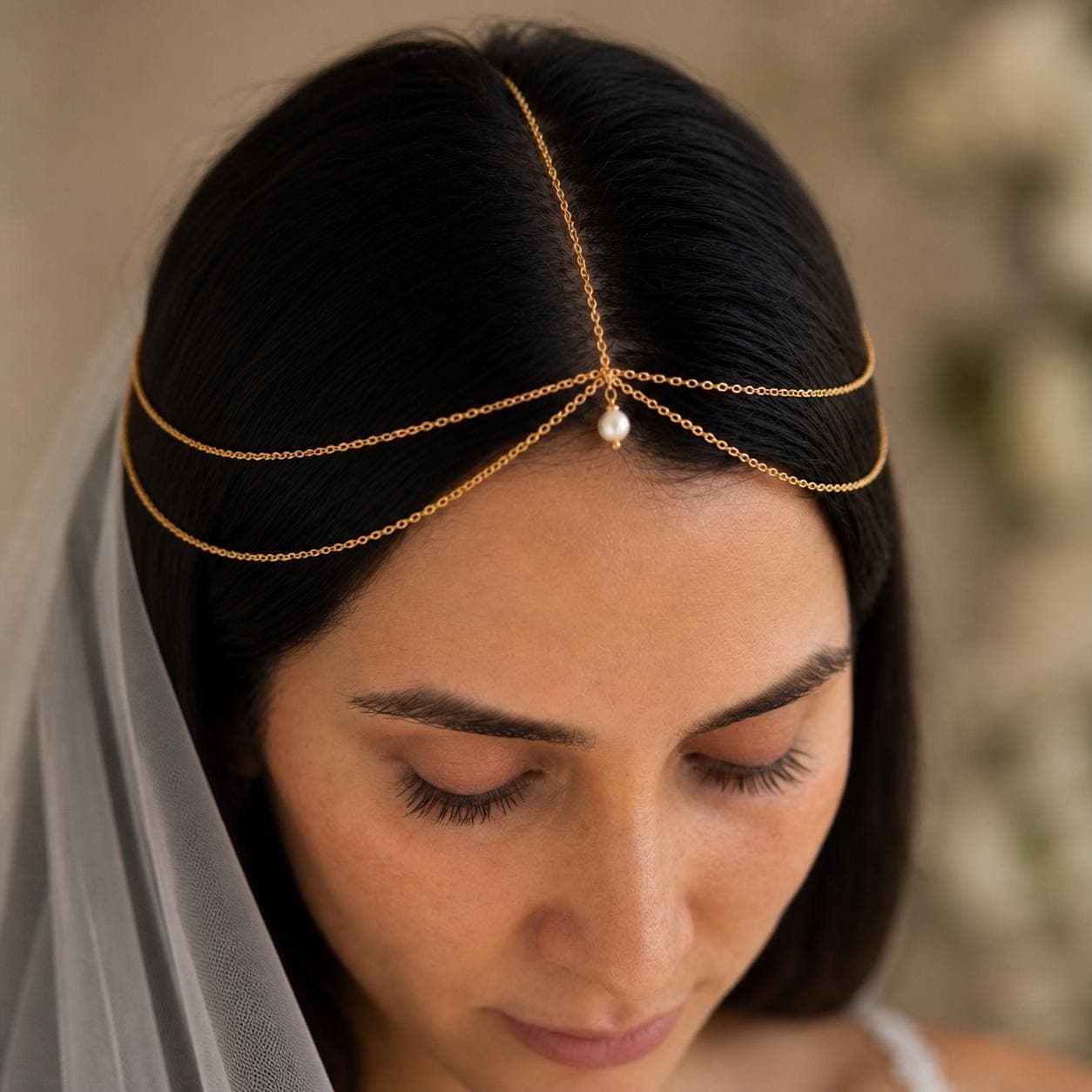 Pearl Bridal Head Chain