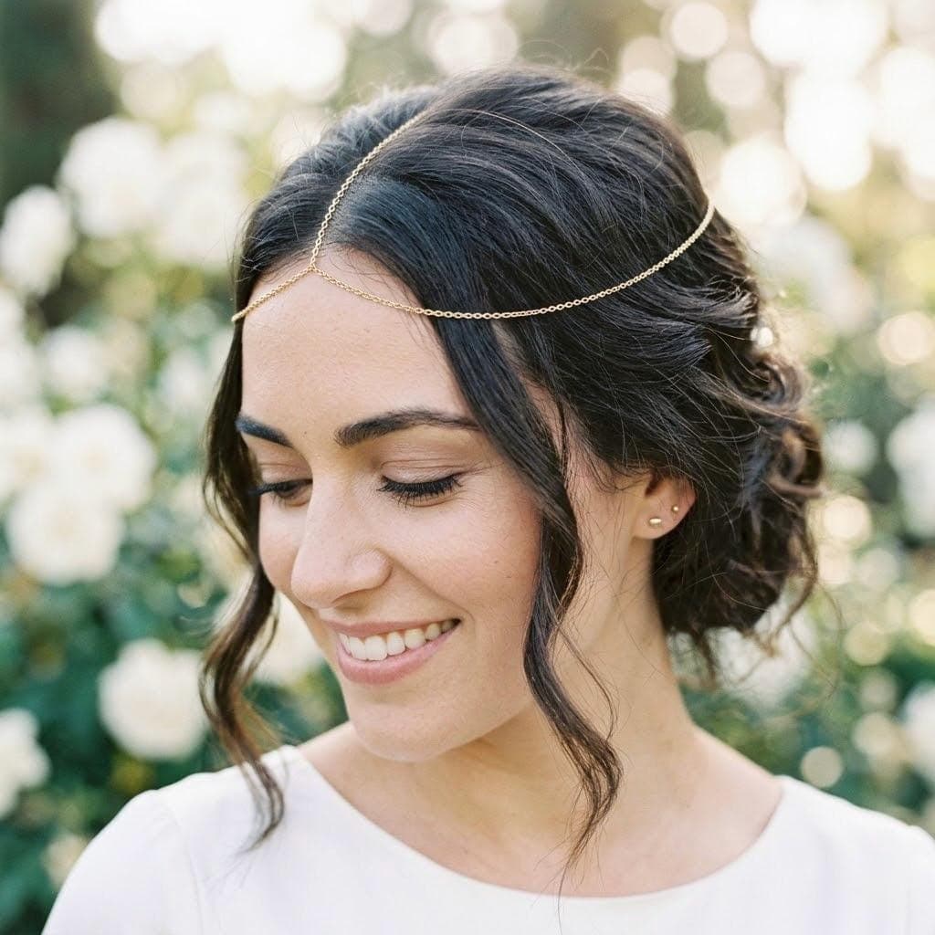 Boho Forehead Chain — Gold Tone
