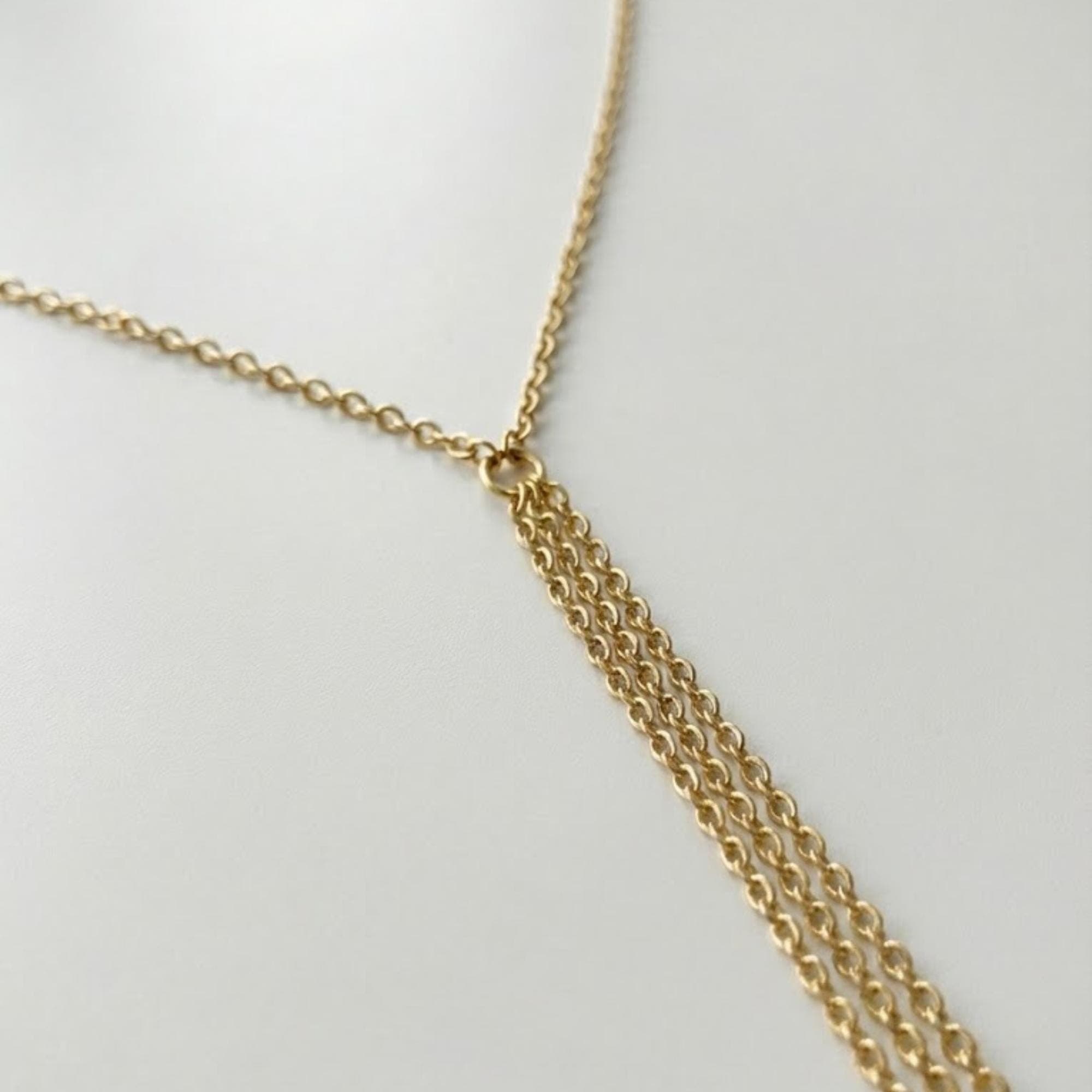 Reversible Pearl Lariat Necklace — Gold Tone