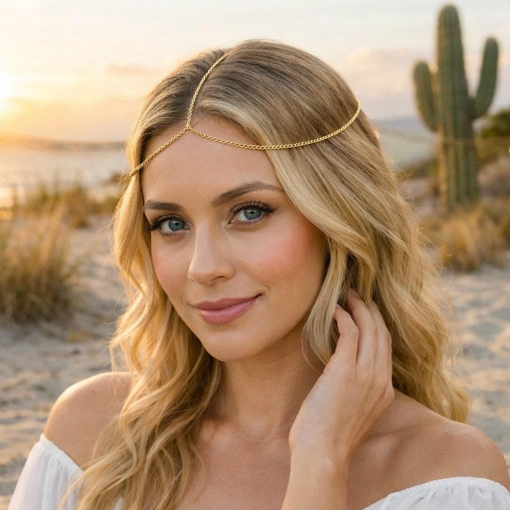 Boho Forehead Chain — Gold Tone