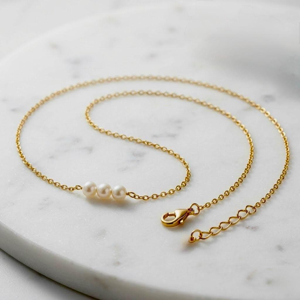 Pearl Beaded Belly Chain — Gold Tone