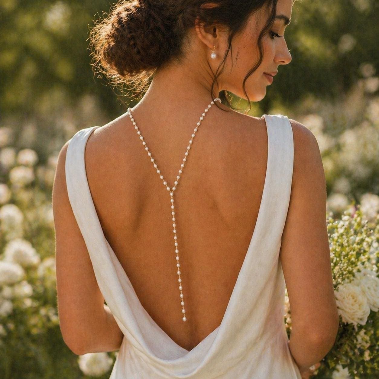 Pearl Lariat Back Necklace