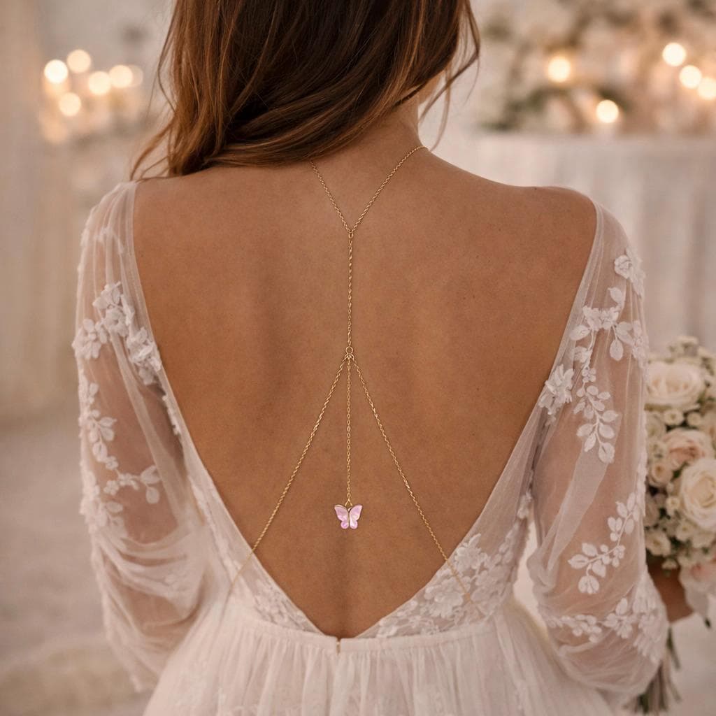 Butterfly Backdrop Necklace Gold — Gold Tone