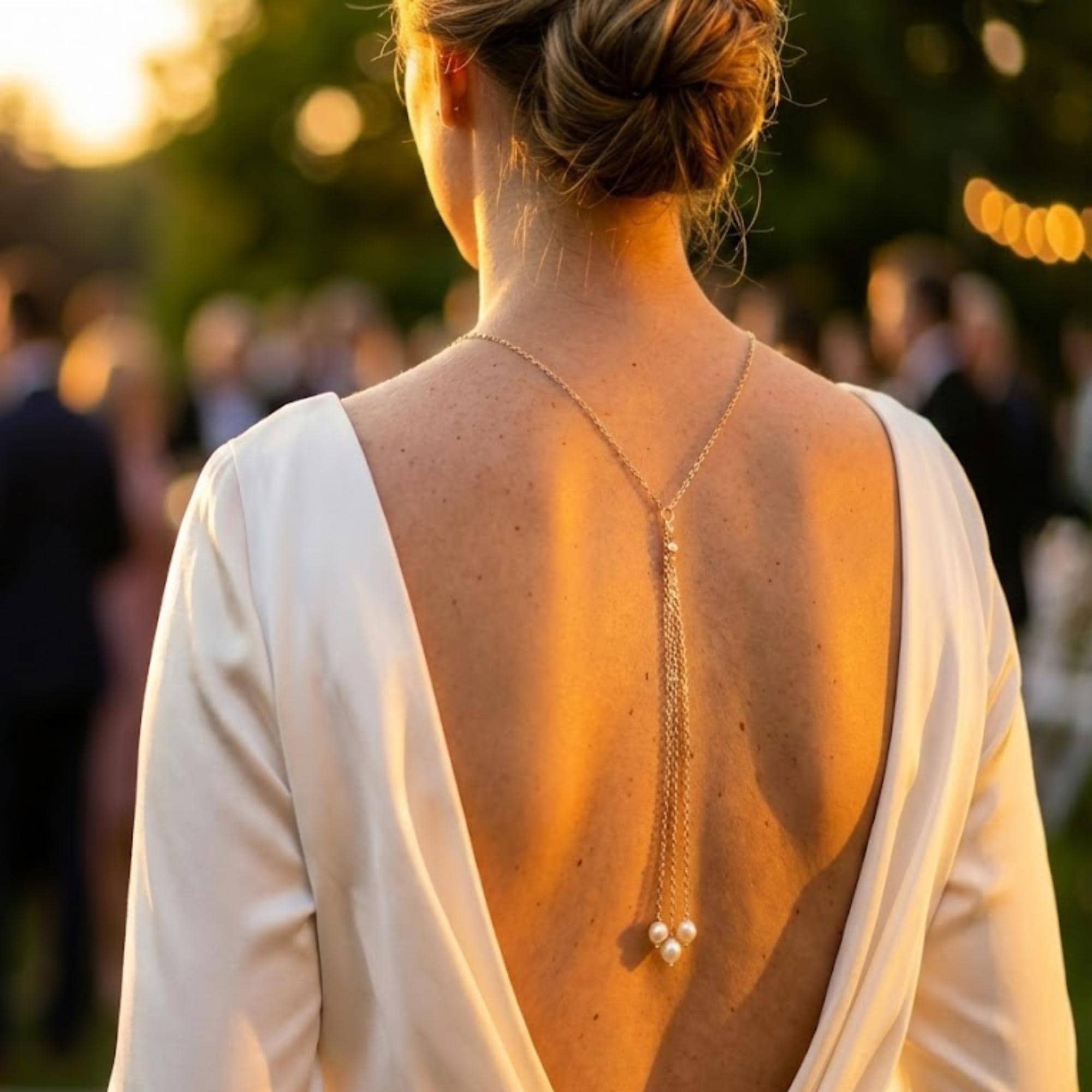 Reversible Pearl Lariat Necklace — Gold Tone