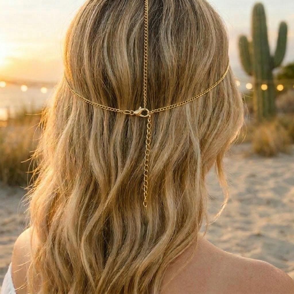 Boho Forehead Chain — Gold Tone