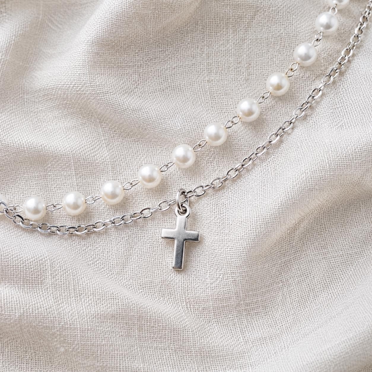 Pearl Cross Faith Bracelet