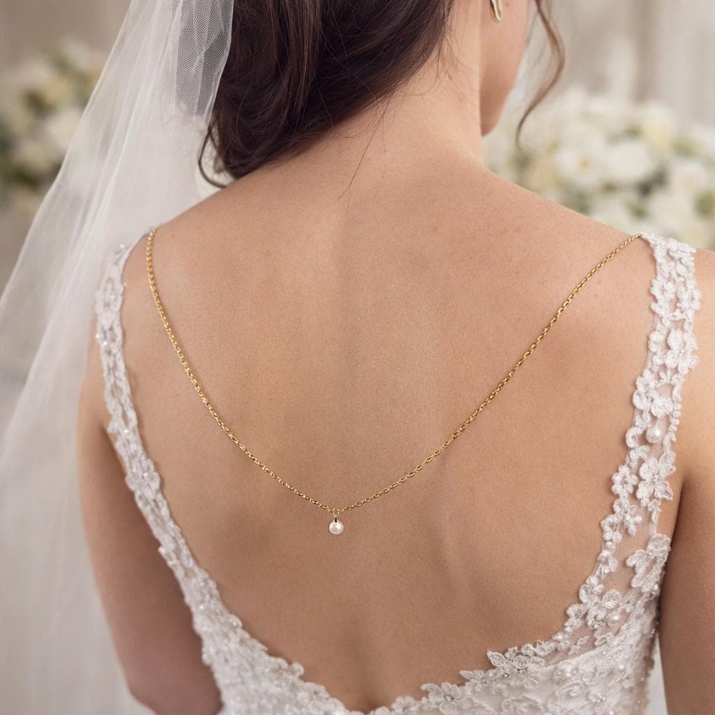 Minimalist Pearl Back Necklace