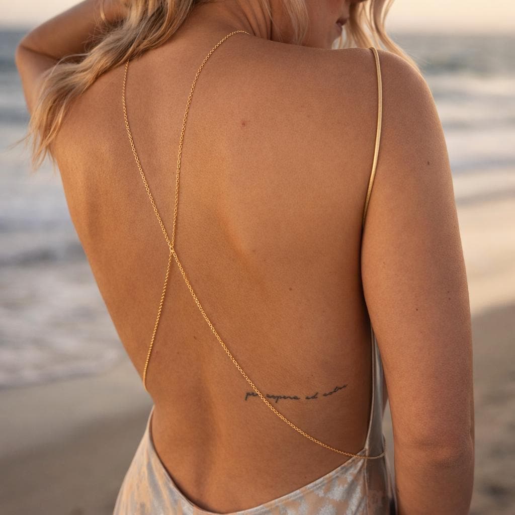 Bridal Open-Back Necklace — Gold Tone