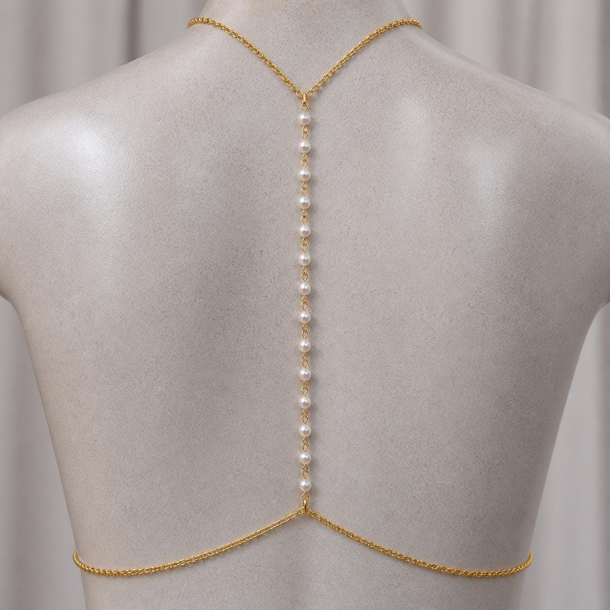 Pearl Wedding Back Necklace