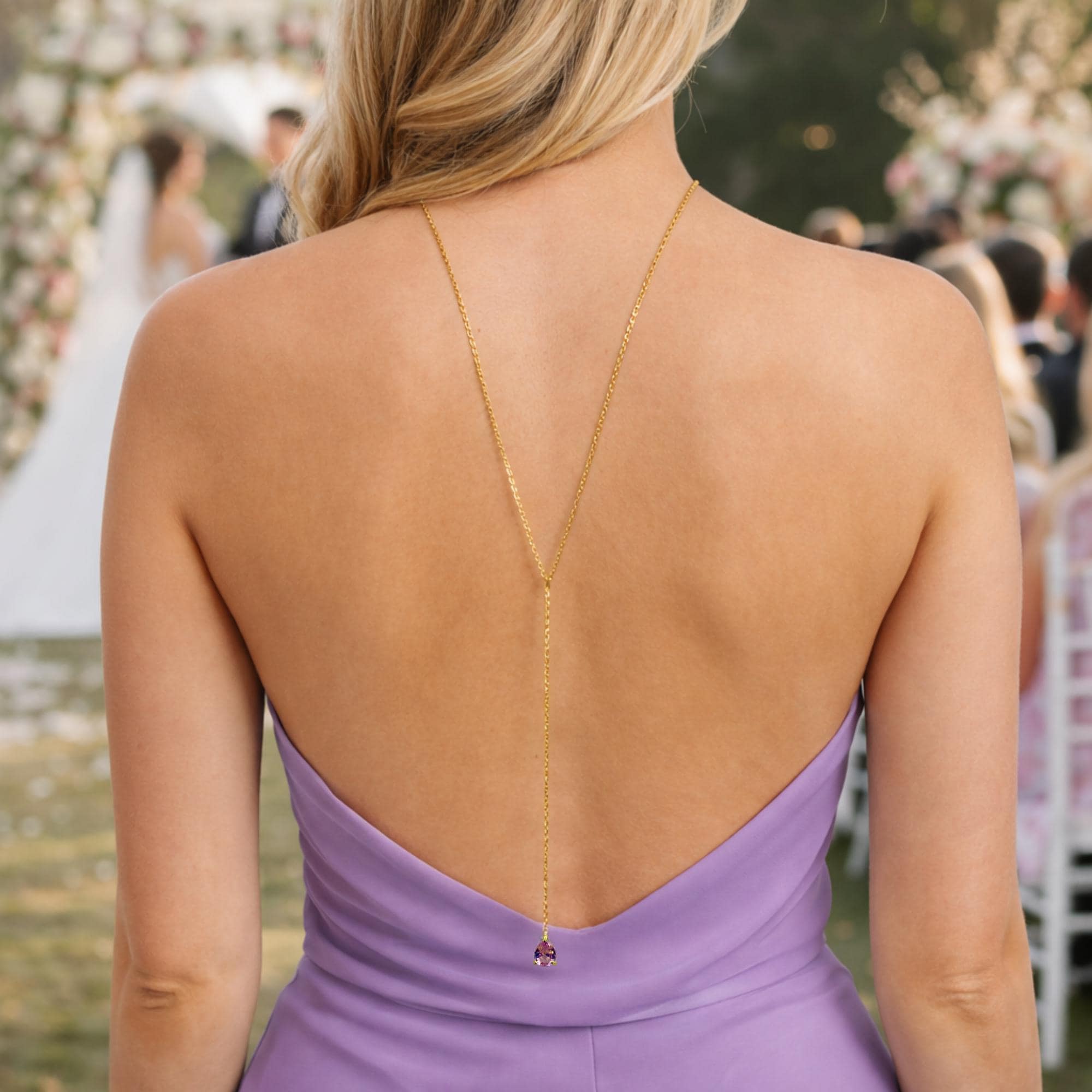 Personalized Birthstone Back Necklace