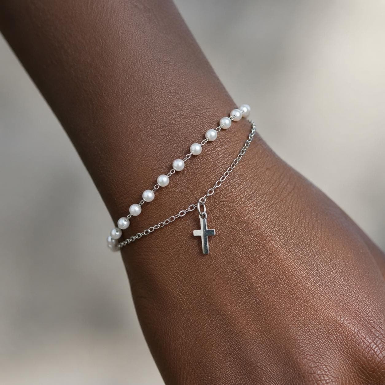 Pearl Cross Faith Bracelet