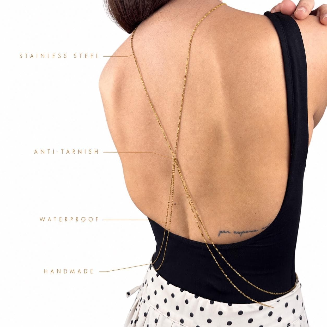 Boho Back Chain — Gold Tone