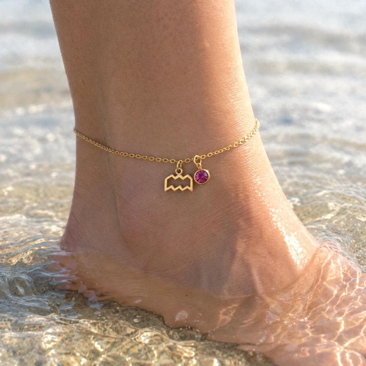 Gemstone Zodiac Anklet