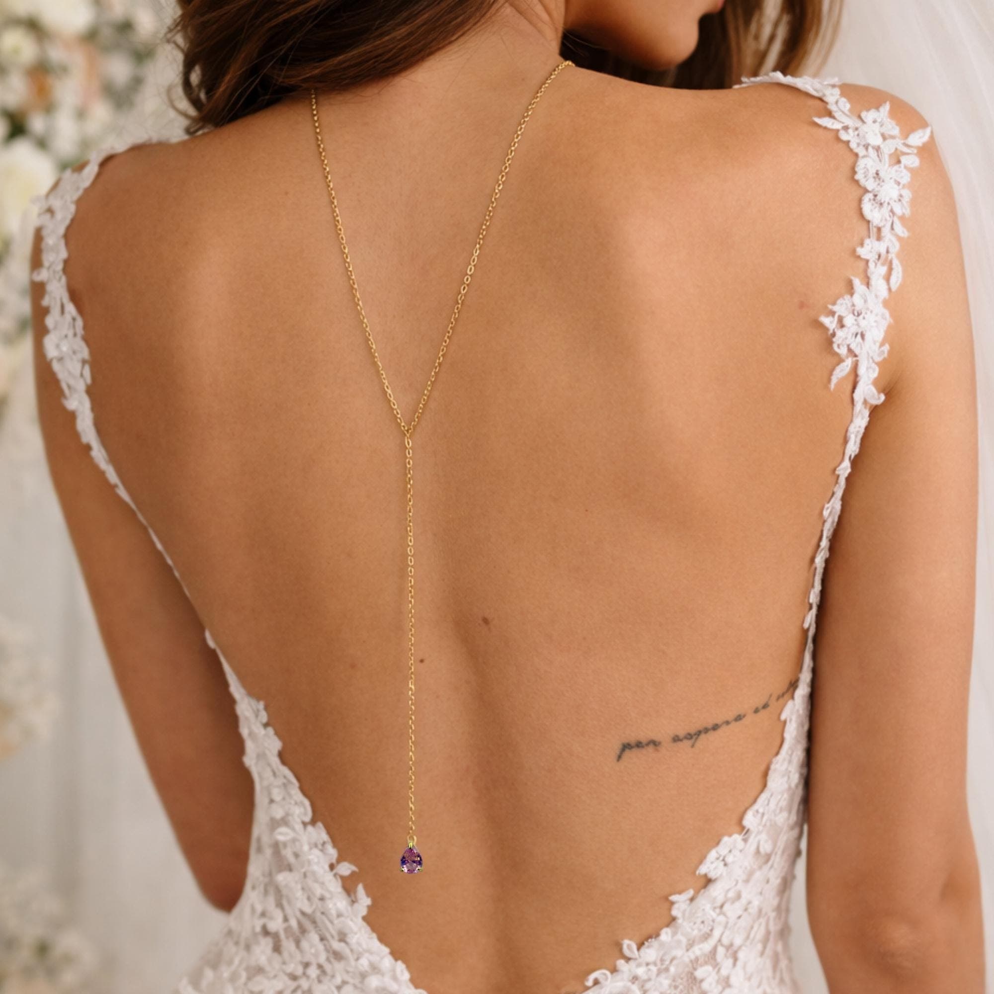 Personalized Birthstone Back Necklace