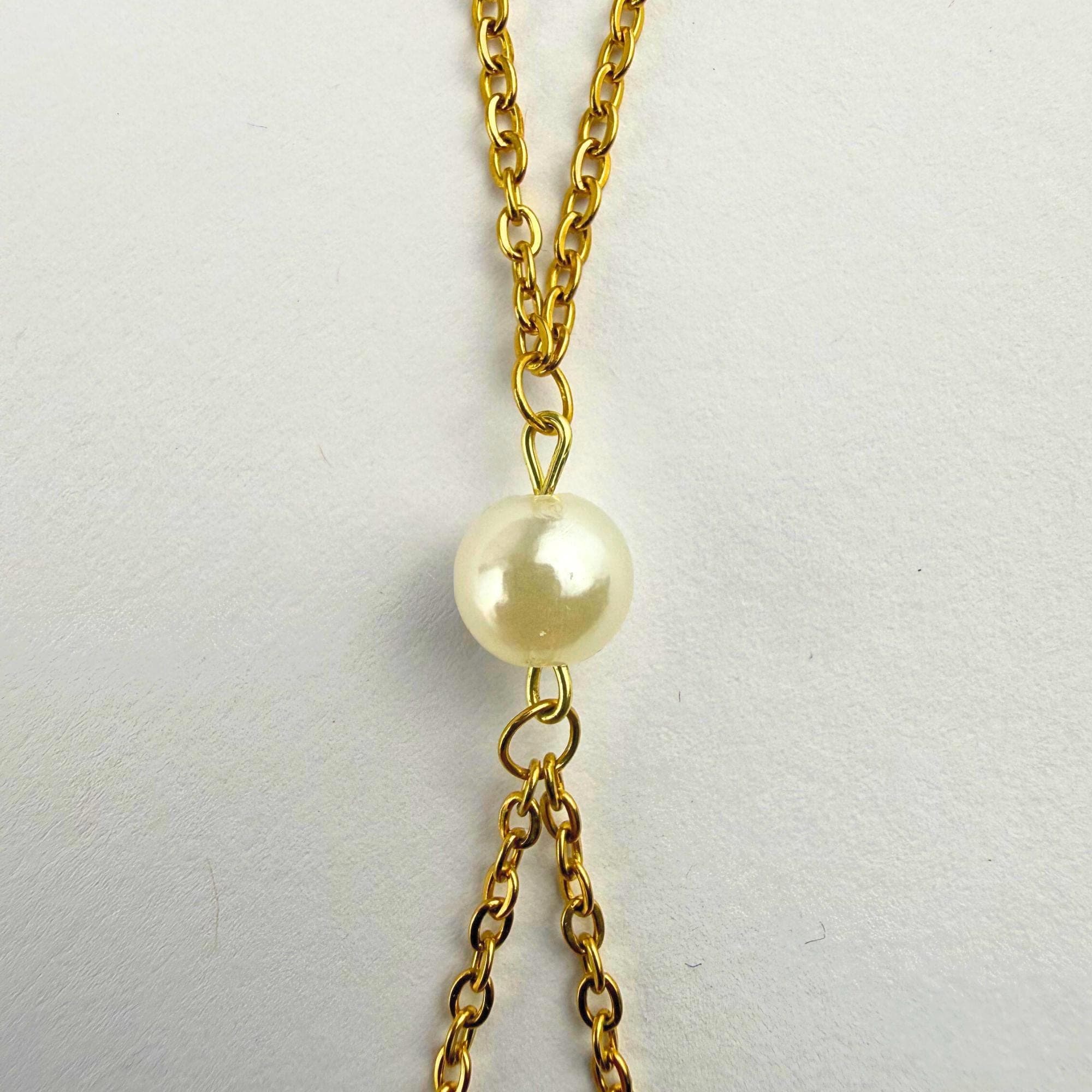 Pearl Bridal Back Chain — Gold Tone