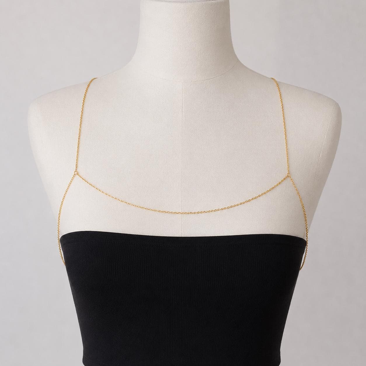 Off-Shoulder Chain Necklace — Gold Tone