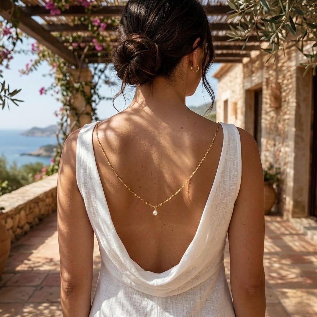 Minimalist Pearl Back Necklace