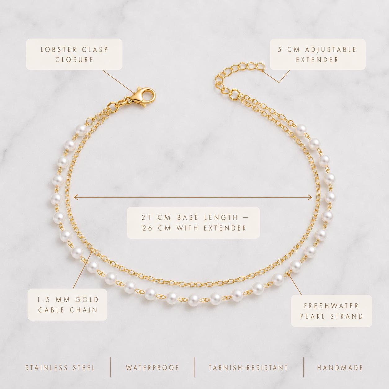 Layered Pearl Anklet