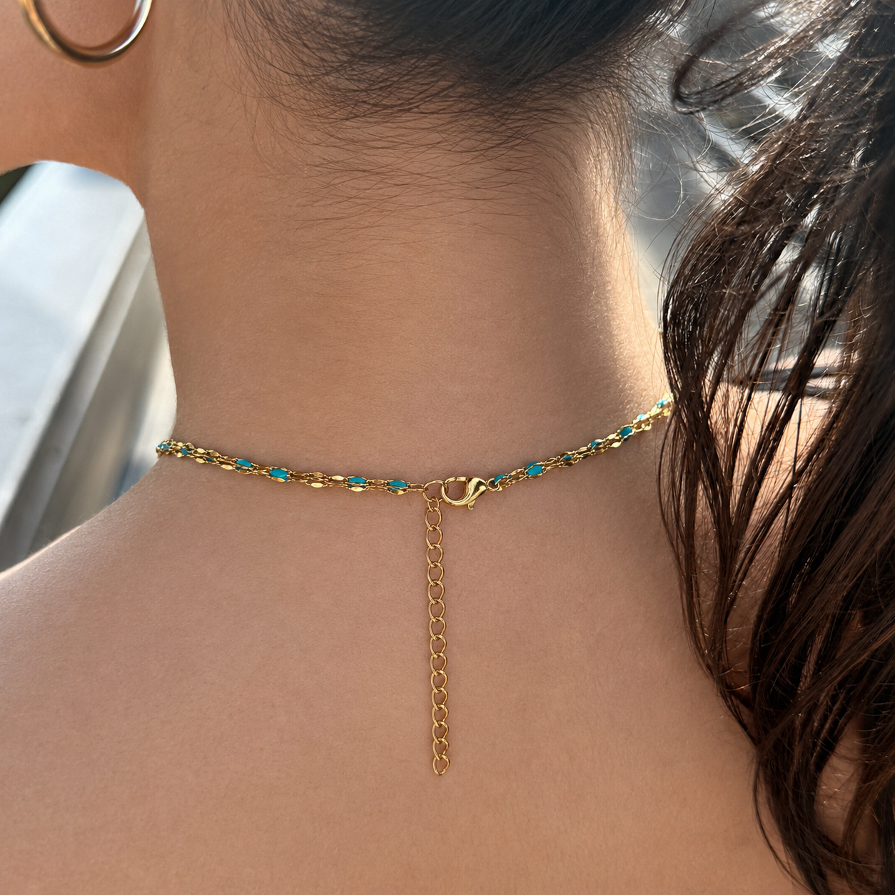 Layered turquoise bead choker and gold zodiac pendant necklace set, personalized star sign necklace stack