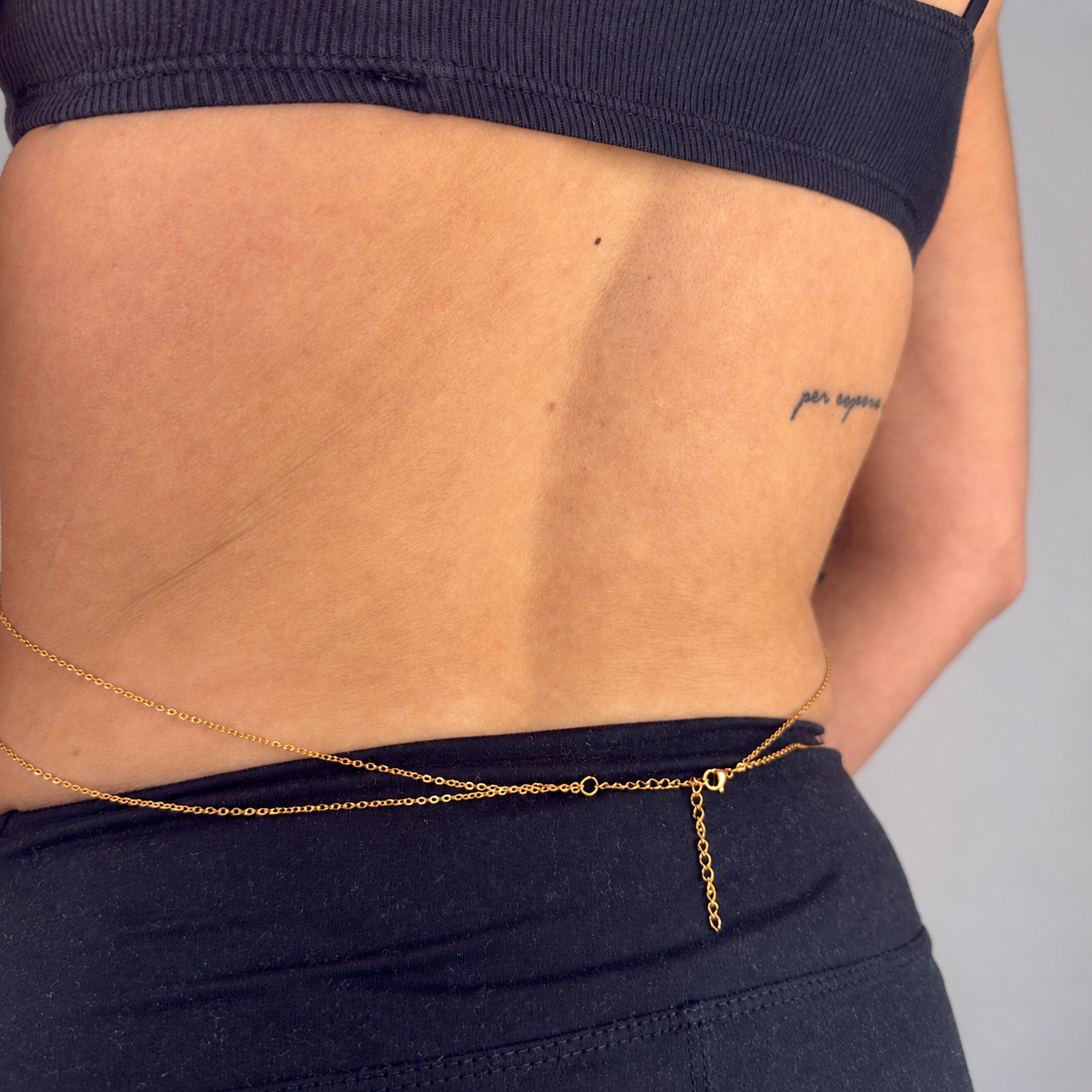 Gold-tone stainless steel layered body chain for festival wear and everyday styling