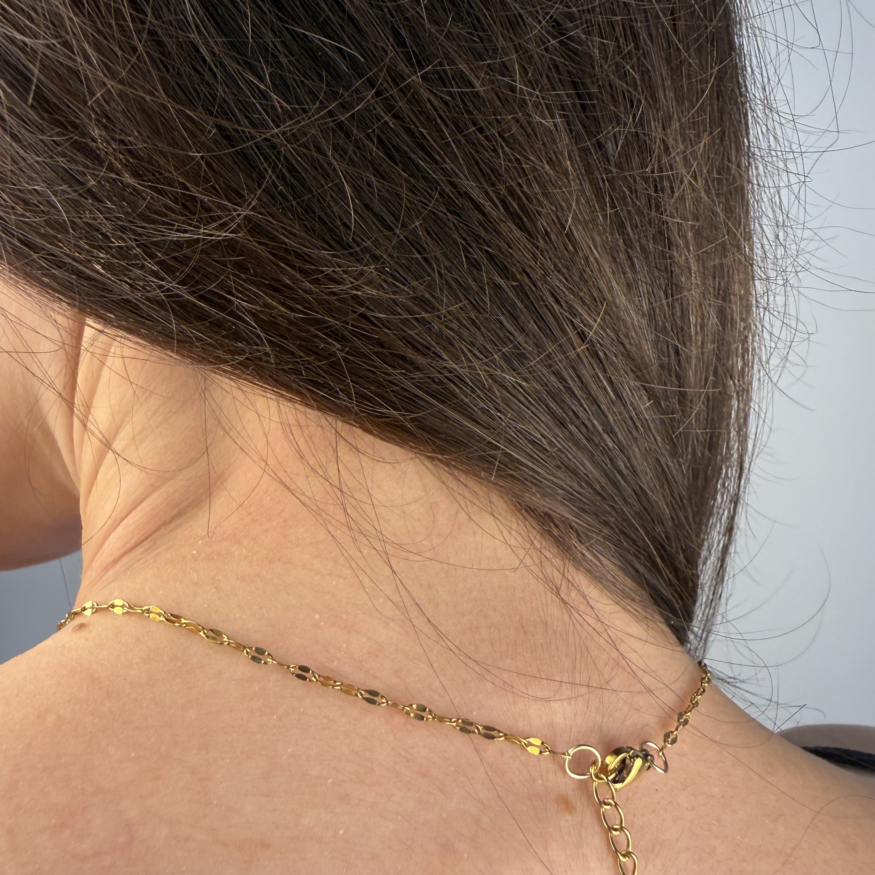 Dainty pink cross choker necklace in gold stainless steel, minimalist religious jewelry for women