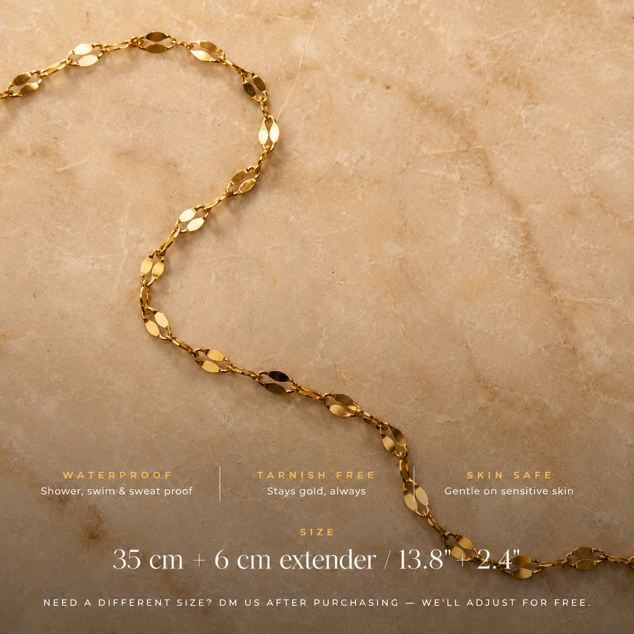 Dainty satellite link choker necklace in stainless steel, minimalist gold-finish chain for everyday wear