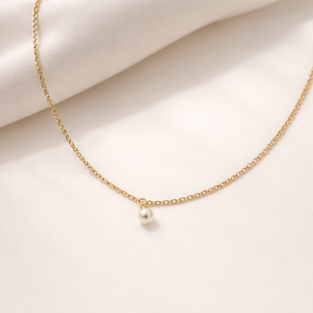 Gold stainless steel minimalist pearl back body chain for open back dresses and elegant events