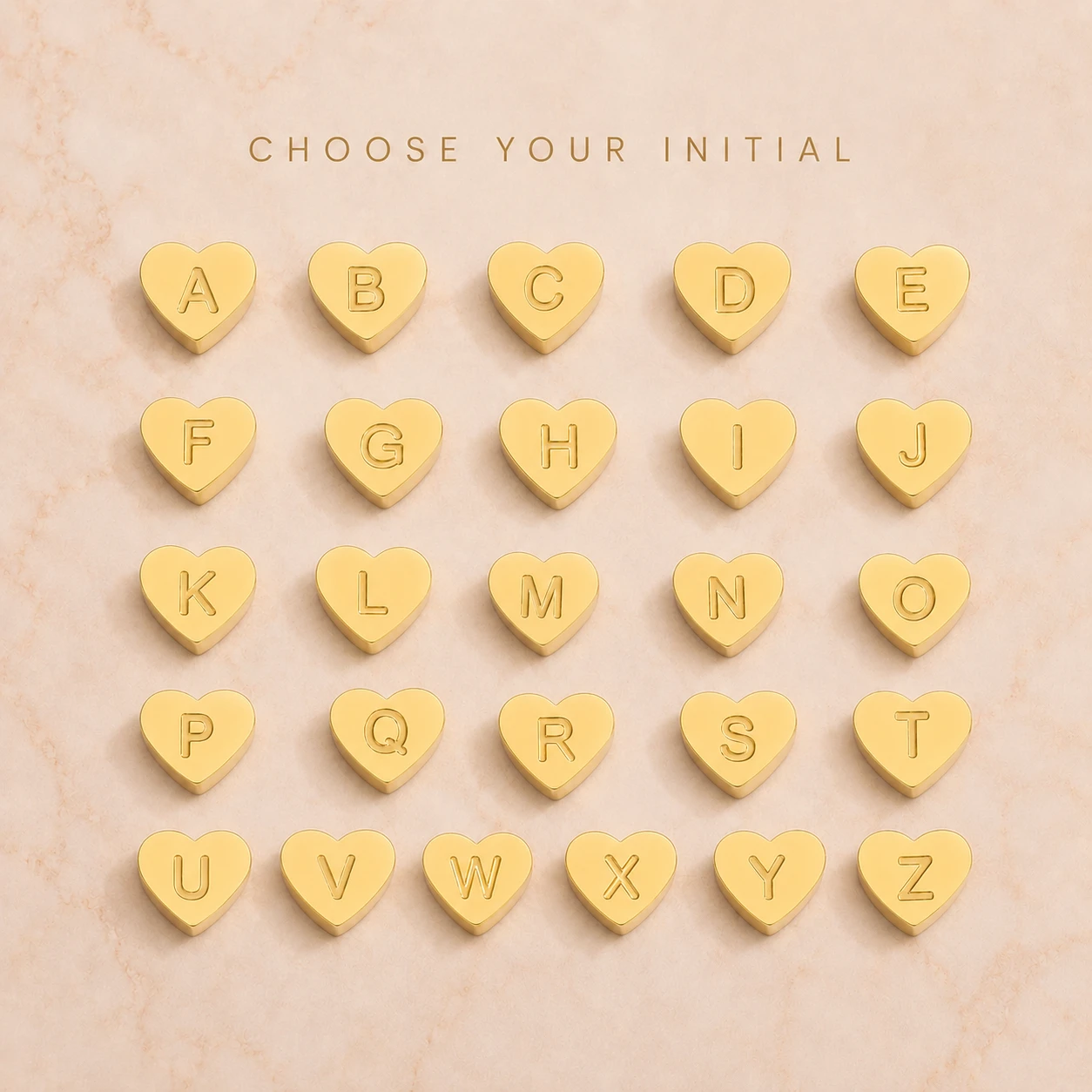 Personalized initial heart pendant necklace layered with pearl bead chain, gold-tone stainless steel choker